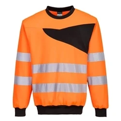 Image of PW2 Hi Vis Crewneck Sweatshirt (Orange &amp; Black) 4XL