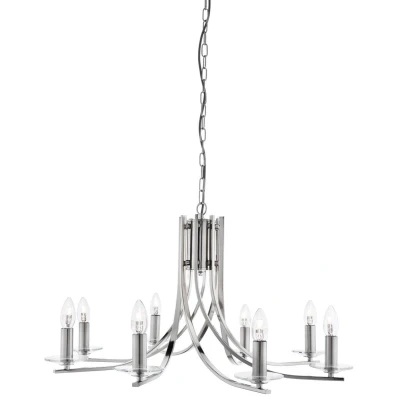 Image of Ascona 8 Light Chandelier Satin Silver Finish, E14