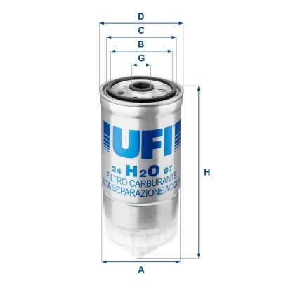 Image of 313003E200, 319223E10A Fuel Filter UFI 24.H2O.07 Insert FIAT: Punto II Hatchback, Multipla, KIA: SORENTO 1