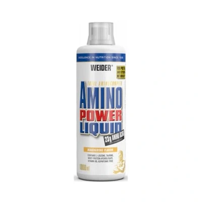 Image of Weider Amino Power Liquid 1L Tangerine, Essential Acids, L leucine, Free Taurine, Vitamin B9