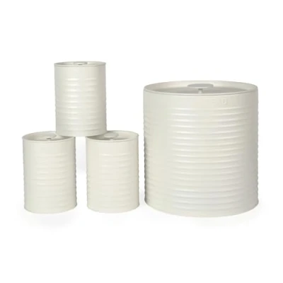 Image of Russell Hobbs RH03270CEU7 Ribbed 4 Piece Countertop Set of 3 Kitchen Storage Canisters &amp; Bread Bin, Tea, Coffee and Sugar, Durable Steel, Pull Top Lids, Easy to Clean, Design, Cream