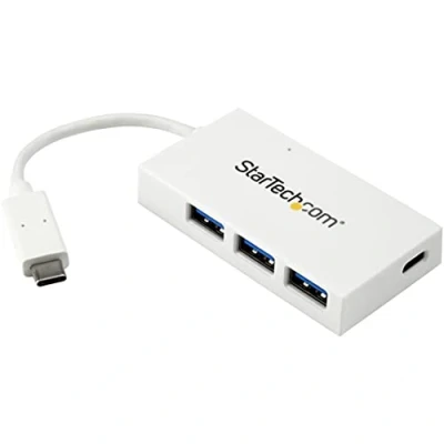Image of StarTech.com 4 Port USB C Hub with 1x &amp; 3x A Ports (SuperSpeed 5Gbps) Bus Powered Portable/Laptop 3.0 Adapter 3.1 Gen 1/USB 3.2 1 Type White (HB30C3A1CFBW)