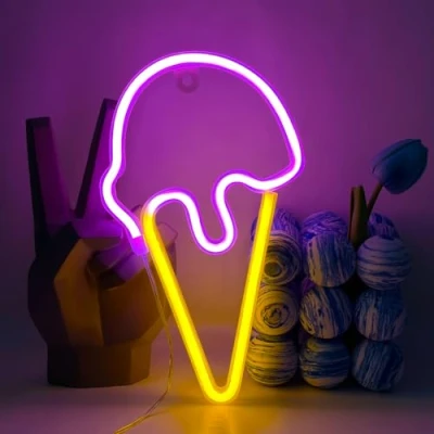 Image of UExnkj Y Ice Neon Sign LED Light Advertising Wall Decoration Signs Battery or USB Operated for Children&#039;s Room, Bar, Bedroom, Birthday Party, Christmas Party