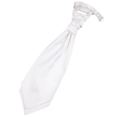 Image of DQT Plain Satin Wedding Pre Tied Scrunchie Cravat Tie for Boys White