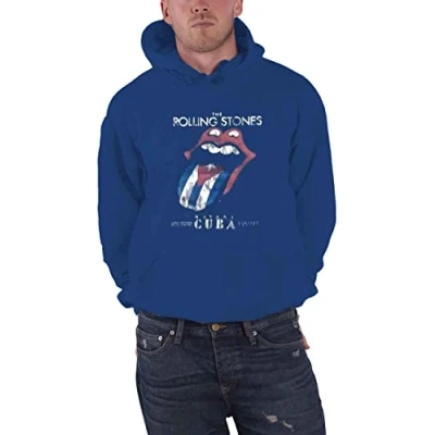 Image of Rolling Stones The Hoodie Havana Cuba Band Logo Official Mens Navy Blue Pullover L