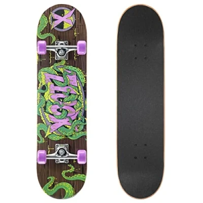 Image of Xootz Kids Complete Beginners Double Kick Trick Skateboard Maple Deck 31 x 8 Inches,Tentacles,TY5760