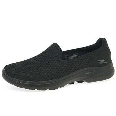 Image of Skechers women 124508 Sneaker, Black Textile Trim, 7.5 UK