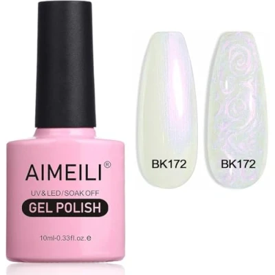 Image of AIMEILI Pearl Shell Gel Nail Polish, Polarized Glitter Shimmer Polish UV LED Soak Off Art Varnish Manicure Gift (172) 10ml