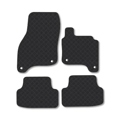 Image of Rubber Car Mats Compatible with VW E Golf Mk7 (2014 2020) Tailored Fit Floor Set Accessory Black Custom 4 Pieces Clips Anti Slip Backing, Heavy Duty &amp; Waterproof