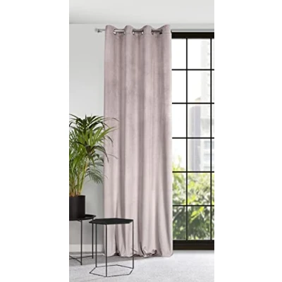 Image of Eurofirany 384145 Velvet Curtain with Eyelets Balcony Door Patterned Look 1 Piece Wavy Pattern Plain Fluffy Living Room Bedroom Lounge 140 x 250 cm 3D Structure Powder Pink