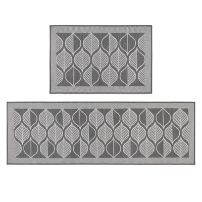 Image of JVL Expression Machine Washable Entrance Doormat and Runner Set Leaves