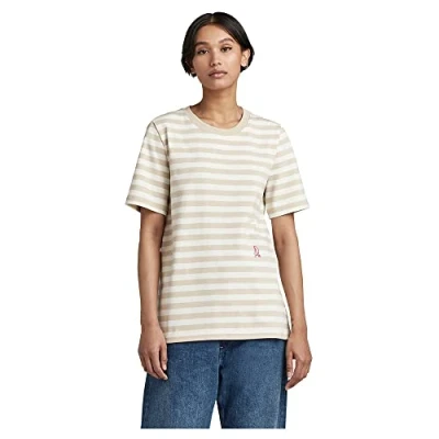 Image of G STAR Raw Women&#039;s Small Graphic stripe Top, Multicolour (papyrus/brown rice D22330 C929 D506), S