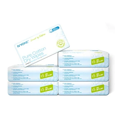 Image of Ivyone Pure Cotton Dry Wipes, 600 Biodegradable, Chemical Free and Plastic Perfect for Newborn Sensitive Skin