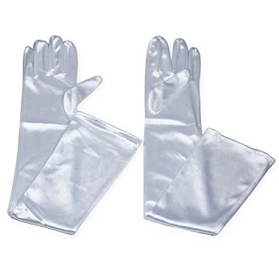 Image of Women&#039;s 55cm Stretchy Silky Satin Bridal Wedding Prom Finger Gloves (White)(Size: 55 cm)