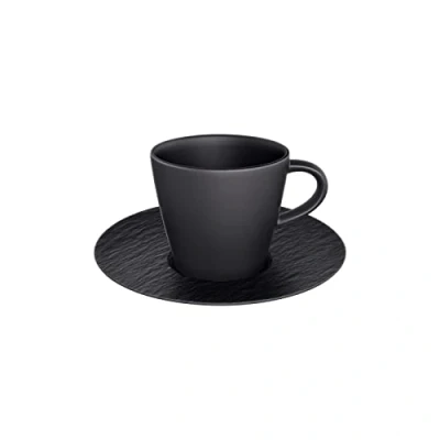 Image of Villeroy &amp; Boch Manufacture Rock Noire Espresso Cup Saucer