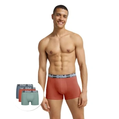 Image of Dim Men&#039;s Style Powerful Cotton Stretch X3 Boxer Shorts, Grey/Green/Orange, XL (Pack of 3)
