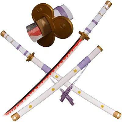 Image of LQZJG Cosplay Anime Plastic Sword, Roronoa Zoro Sword Katana AME no Habakiri Katana, White, 103 cm / 40 Inches