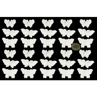 Image of 30 x edible 3D butterflies butterfly, icing toppers, cake cupcakes decorations (White)