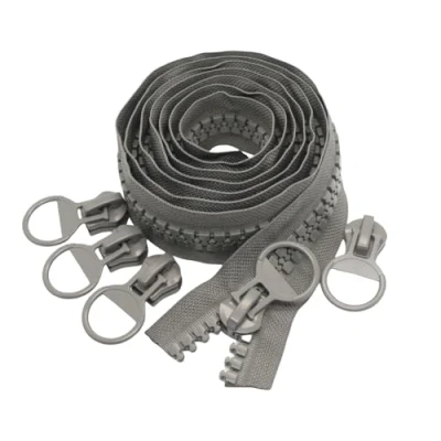 Image of YaHoGa Super Large Plastic Zipper Grey 14mm Wide Teeth Heavy Duty Zippers by The Yard Bulk for DIY Sewing Tailor Crafts Bags Tents (#20 1.8M)
