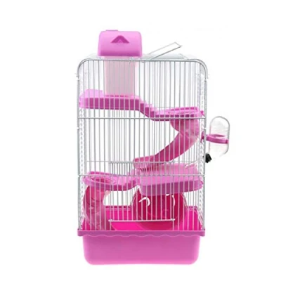 Image of Trintion 3 Tiers Hamster Cage 23 * 17 44CM Gorgeous Mouse for Dwarf Mice (Pink)