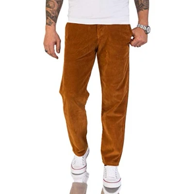 Image of Rock Creek RC 2156 Men&#039;s Corduroy Trousers Regular Fit Chino Trousers, orange, 31 W/34 L