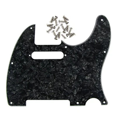 Image of FLEOR 8 Hole 4Ply Black Pearl TL Pickguard Single Coil Neck Cut Guard Plate with Mounting Screws for U.S./Mexican Standard TE Replacement