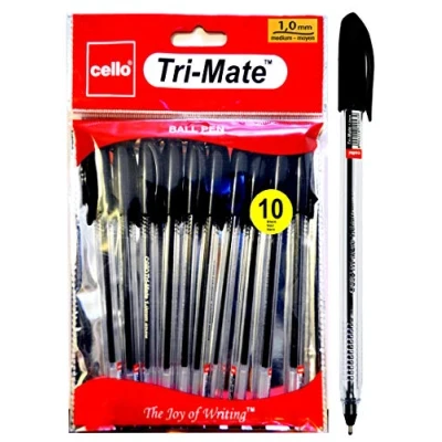 Image of Cello Cristal Original Ballpoint Pens Medium Point Pack Of 10 (Black, 20)