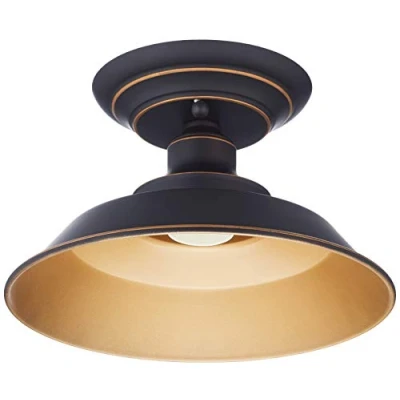 Image of Westinghouse Lighting 63701 Iron Hill 22 cm, One Light Indoor Semi Flush Mount Ceiling Fixture, Oil Rubbed Bronze Finish with Highlights