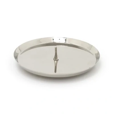 Image of Carousel Home Silver Round Metal Spike Candle Holder Pillar Plate Stand 10cm