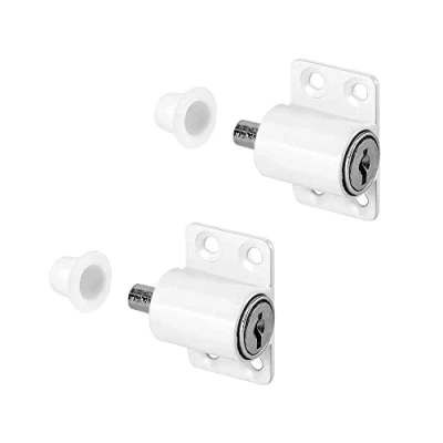 Image of QWORK® 2 Piece Sliding Patio Lock, Door Window Bolt Universal Locks, for Home and School, White