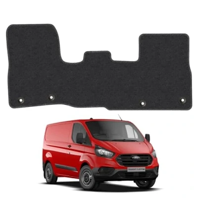 Image of Carpet Floor Mats for the Ford Transit Custom (2013 2024 GEN1) [Only suitable manual gearbox] Van Accessory Tailored fit, Granulated Anti Slip Layer &amp; Black Binding