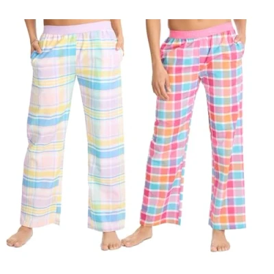 Image of INSIGNIA Ladies Pyjamas Lounge Pants Check (2 PACK) (Pink Mint, L)