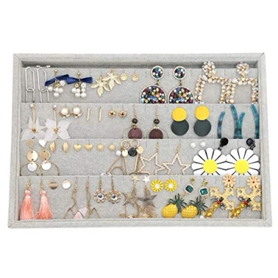 Image of Outdoorfly Velvet Stackable Earring Tray Holder Earrings Organizer Storgae Showcase Drawer Display