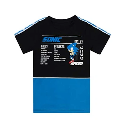 Image of Sonic THE HEDGEHOG T Shirt for Kids Girls &amp; Boys Gamer Top Video Game Clothing Gift Merchandise 7 8 Years Black