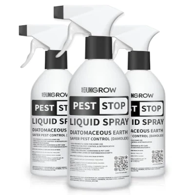 Image of UKGrow Pest Stop Diatomaceous Earth Liquid Spray Natural &amp; Safe Control for Home Pets Solution Chickens, Dogs, Cats (500ml)