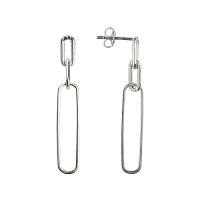 Image of Dew Sterling Silver Triple Paperclip 40mm Drop Stud Earrings