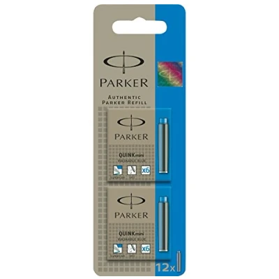 Image of Parker Quink Ink Mini Cartridge Washable Blue (2 x Box of 6)