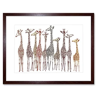 Image of Wee Blue Coo Dt Illustration Group Of Giraffes Framed Wall Art Print
