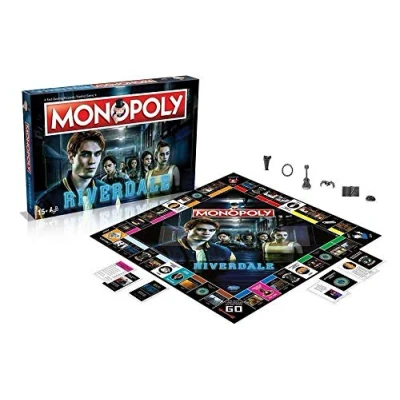 Image of Winning Moves Riverdale Monopoly Board Game, Join Veronica, Archie, Jughead, Betty, Cheryl and Pop, advance to Sunnyside Trailer Park, Sweetwater River The Pembrooke, for players aged 8 plus