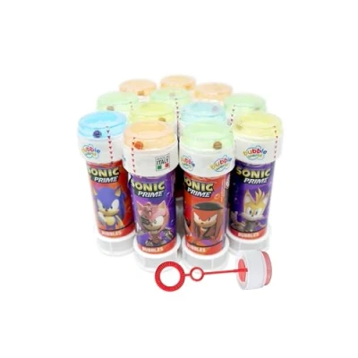 Image of Anila&#039;s Sonic Bubble Tubs with Wands, 60ml Solution &amp; Maze Lid, Set of 12, Party Bag Fillers Favours, Outdoor Fun, Ages 3+