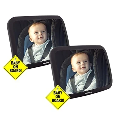 Image of Baby Car Mirror for Back Seat Safest Newborn Essentials with Rear View, Shatterproof, Adjustable to See Facing Infants, Kids and Pets (Pack of 2)