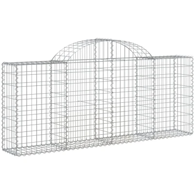 Image of vidaXL Arched Gabion Baskets 14 pcs 200x30x80/100 cm Galvanised Iron