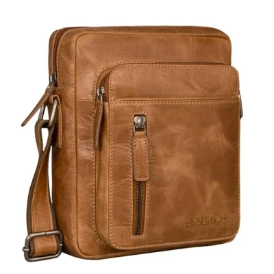 Image of STILORD &#039;Dain&#039; Small Messenger Bag for Men Leather Shoulder Man Crossbody Genuine Satchel Vintage Soft Side Bag, Colour:perugia brown