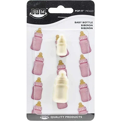 Image of PME JEM &quot;Pop It&quot; Baby Bottle Shaped Mould for Cake Decorating, Set of 2, Large / Small sizes, Ivory, Off white, 2x2x4 cm