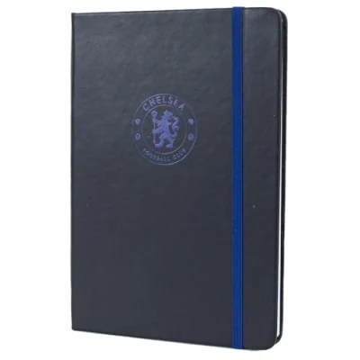 Image of Chelsea FC Premium Crest A5 Notebook (One Size) (Black/Blue)