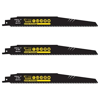 Image of 3 x SabreCut SCRS1140HM_3 Tungsten Carbide 228mm 6 TPI S1140HM Aerated Concrete Brick Plastic and Metal Straight Cutting Reciprocating Sabre Saw Blades Compatible with Bosch Dewalt Makita Others