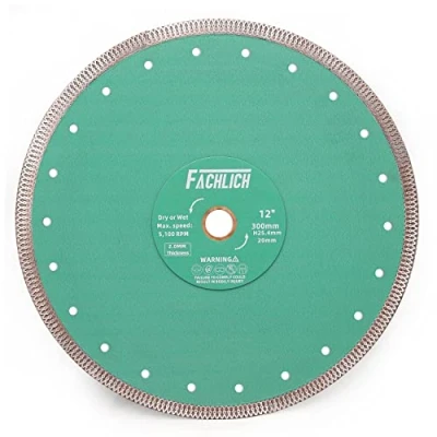 Image of FACHLICH Diamond Porcelain Cutting Disc,300MM Super Thin Dry Wet Disc with X Teeth Turbo Mesh Rim,for Ceramic Tile Granite Marble