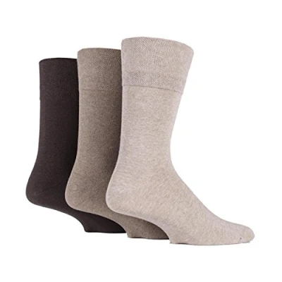 Image of 3x Pairs of Mens Plain Gentle Grip Non Elastic Socks/UK 6 11 Eur 39 45 (Assorted Brown)
