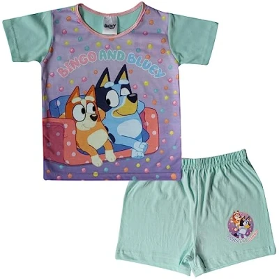 Image of Girls Bluey Short Pyjamas (Bluey Shorty Polka Dot, 4 5 Years)