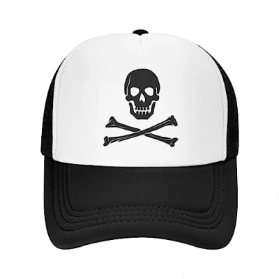 Image of TONFON Baseball Cap Hiphop Sun Hat Punk Unisex Skull Cross Bones Trucker Adult Pirate Flag Adjustable Men Women Outdoor Snapback Birthday Gifts